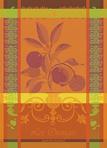 Garnier-thiebaut, Les Oranges (Oranges, Jaune, French Woven Kitchen / Tea Towel, 100 Percent Cotton