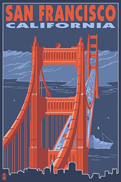 San Francisco, California - Golden Gate Bridge (16x24 Giclee Gallery Print, Wall Decor Travel Poster)