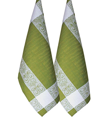 Kitchen Towel (Pack-2) Manifica Dish Towels in Color Green-White