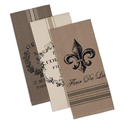 Design Imports French Grain Sack Printed Dishtowel - Set of 3