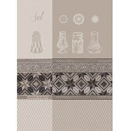 Garnier Thiebaut, Sel (Salt) Blanc Woven French Kitchen / Tea Towel, 100% Cotton