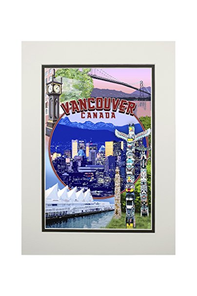 Vancouver, BC, Canada - Montage Scenes (11x14 Double-Matted Art Print, Wall Decor Ready to Frame)