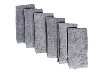 Fabbrica Home Rayon Made From Bamboo Kitchen Drying Towels Patented Everplush Technology (6, Gray)