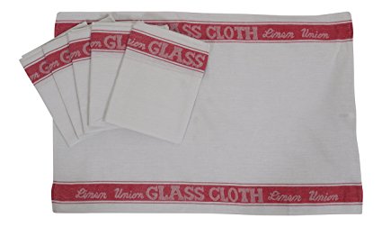 CB Home A Pack Of Six Linen Union Glass Cloths (Tea Towels) Red