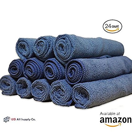 Microfiber Towel Cleaning Cloths, Highly Absorbent, 16x16 , 24-Pack, All-Purpose Auto Detailing, Car Polishing, Dish Drying & Washing - Scratch Resistant Fabric Material (Navy)