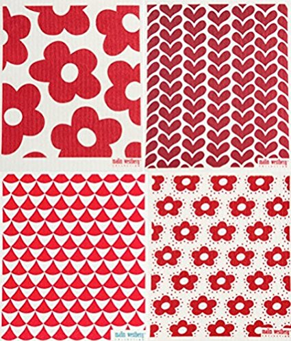 Swedish Dishcloth, Set of 4 Red (WD)