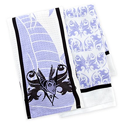 Disney Parks Maleficent Kitchen Dish Towel Set of 2 NEW