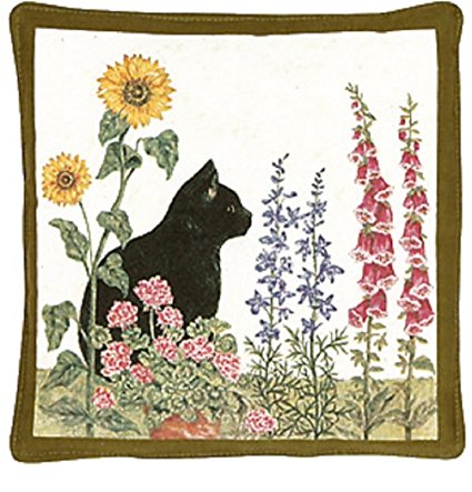 Alice's Cottage Black Cat in Garden Large Spiced Hot Pad