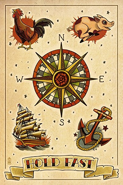 Tattoo Flash Sheet - Sailors (16x24 Giclee Gallery Print, Wall Decor Travel Poster)