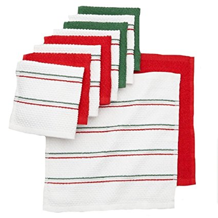 The Big One 10-pk. Striped Dishcloths (Red/Green/White)