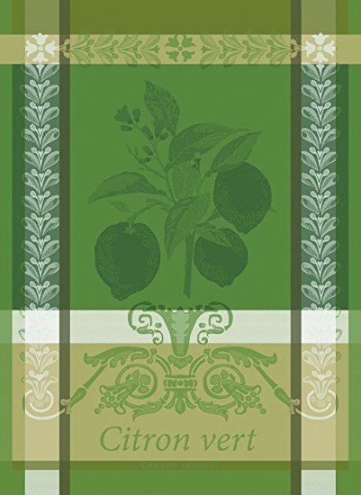 Garnier Thiebaut, Citron Vert (Lime) French Jacquard Kitchen Towel, 100 Percent Cotton, 22 Inches x 30 Inches