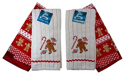 Christmas Gingerbread Man Kitchen Towels, Two Sets of (2).