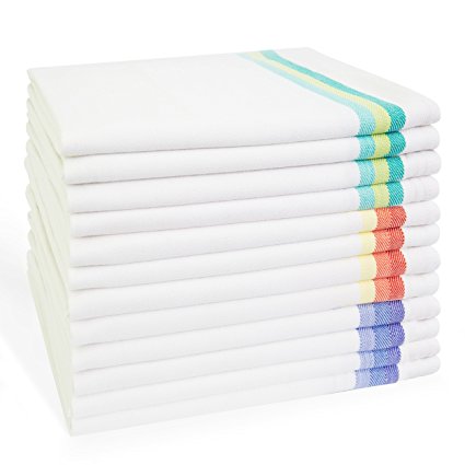Kitchen Dish Towels set of 12-Tea Towels by Harringdons, 100% cotton. LARGE Dish Cloths 28
