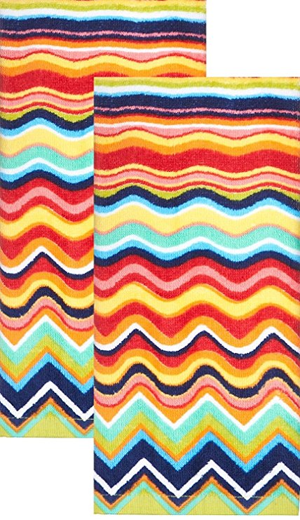 Fiesta Multicolor Zig Zag Terry Kitchen Towel, Set of 2