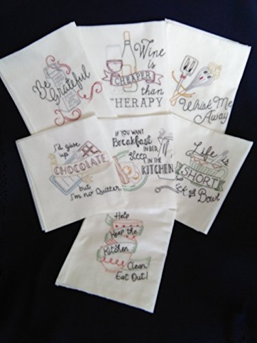 Funny Sayings in the Kitchen Hand Embroidered T-towel set 7