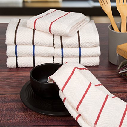 Lavish Home 8 Piece 100% Cotton Chevron Terry Kitchen Towel Set