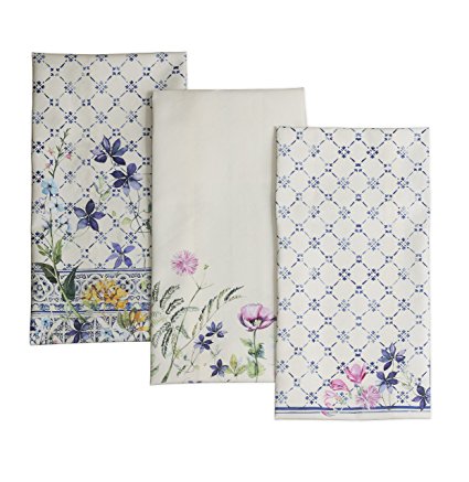Maison d' Hermine Faïence 100% Cotton Set of 3 Kitchen Towels, 20-Inch by 27.50-Inch.