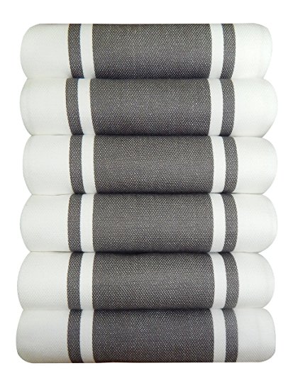 Dish Kitchen Towels Vintage Striped 100% Cotton Tea Towel 20 x 28 inch Set of 6, Grey