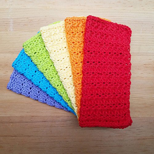 Rainbow LGBTQ 100% Cotton Crocheted Washcloths / Dishcloths - Set of 6
