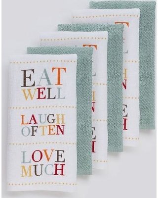 Big One Cotton Everyday Terry Kitchen Dish Towel Set - 6 Pack - Eat Well