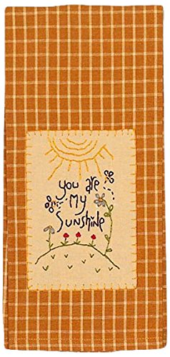 Home Collection by Raghu You Are My Sunshine Mustard and Nutmeg Towel, 18 x 28 Set of 2