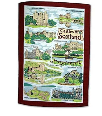 Castles of Scotland Tea Towel Scottish Souvenir Gift Balmoral Edinburgh Braemar Inverness