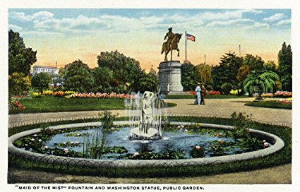 Boston, MA - Maid of the Mist Fountain, Washington Statue, Public Garden View (36x54 Giclee Gallery Print, Wall Decor Travel Poster)
