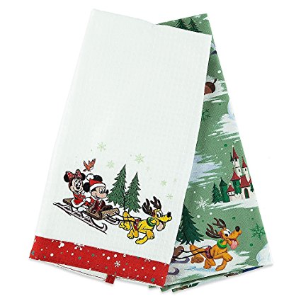 Disney Dishtowel Set - Mickey and Friends Retro Holiday Winter Christmas