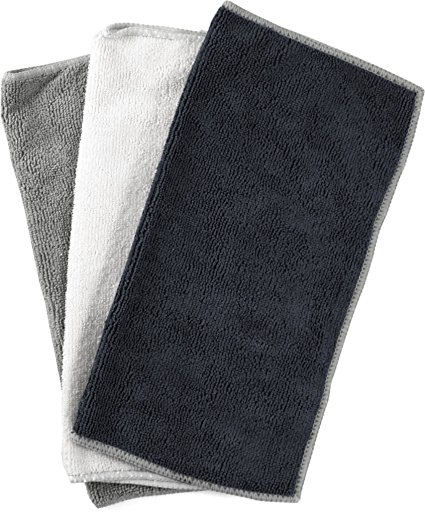 Black, White, and Gray Microfiber Cleaning Cloth, Set of 10