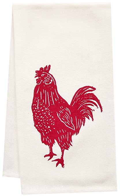 artgoodies Rooster Organic Block Print Tea Towel