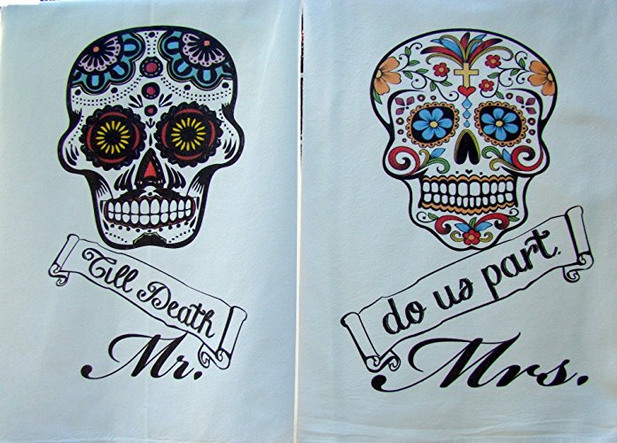 Dia De Los Muertos Day of the dead flour sack towel set graphic printed handmade