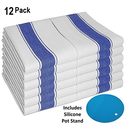 Kitchen Dish Towels - Set of 12 With Loop ( 100% Cotton Large 28