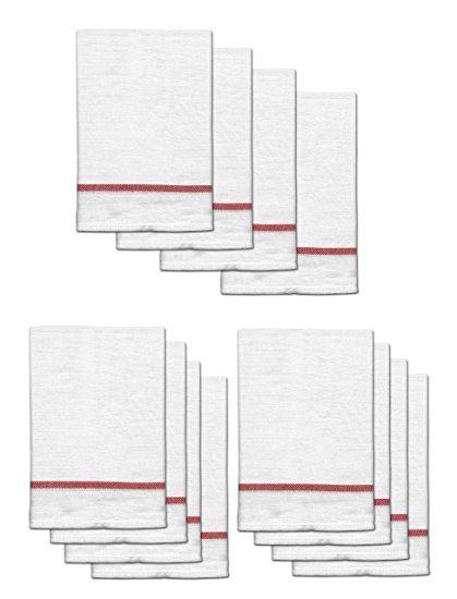 GOURMET PRO 61199 Cotton Barmop & Utility Towel (12 Pack), White, 20
