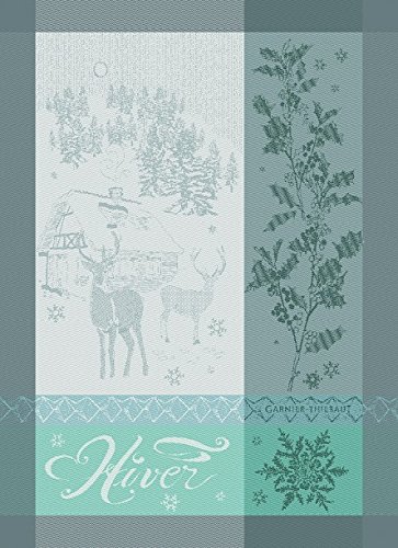Garnier Thiebaut, L'hiver Gris (Winter, Frosty Gray) Woven Kitchen / Tea Towel, 100 Percent Cotton