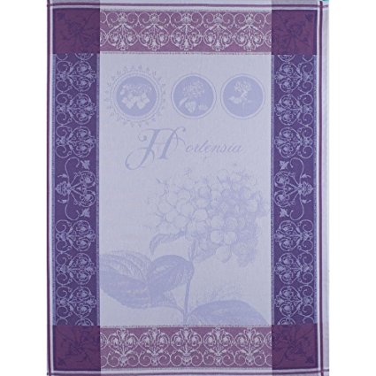 Garnier Thiebaut, Hortensia Bleu (Hydragenia) Woven French Kitchen / Tea Towel, 100% two-ply twisted cotton, Made in France