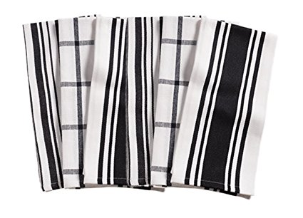 KAF Home Kitchen Towels, Set of 6, Black & White, 100% Cotton, Machine Washable, Ultra Absorbent