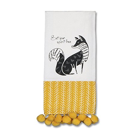 Karma Gifts Black & White Tea Towel, Fox