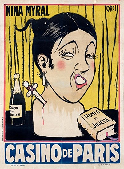 Casino de Paris - Nina Myral Vintage Poster (artist: Orsi) France (36x54 Giclee Gallery Print, Wall Decor Travel Poster)