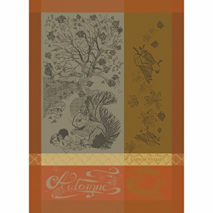 Garnier Thiebaut, L' automne (Autumn) Brick French Woven Kitchen / Tea Towel, 100 Percent Cotton