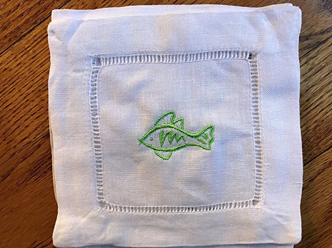 Embroidered Fish Cocktail Napkins
