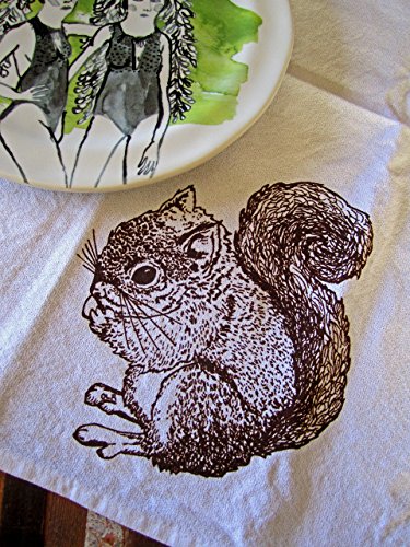 Squirrel Screen Printed Cloth Napkins - Set of 4